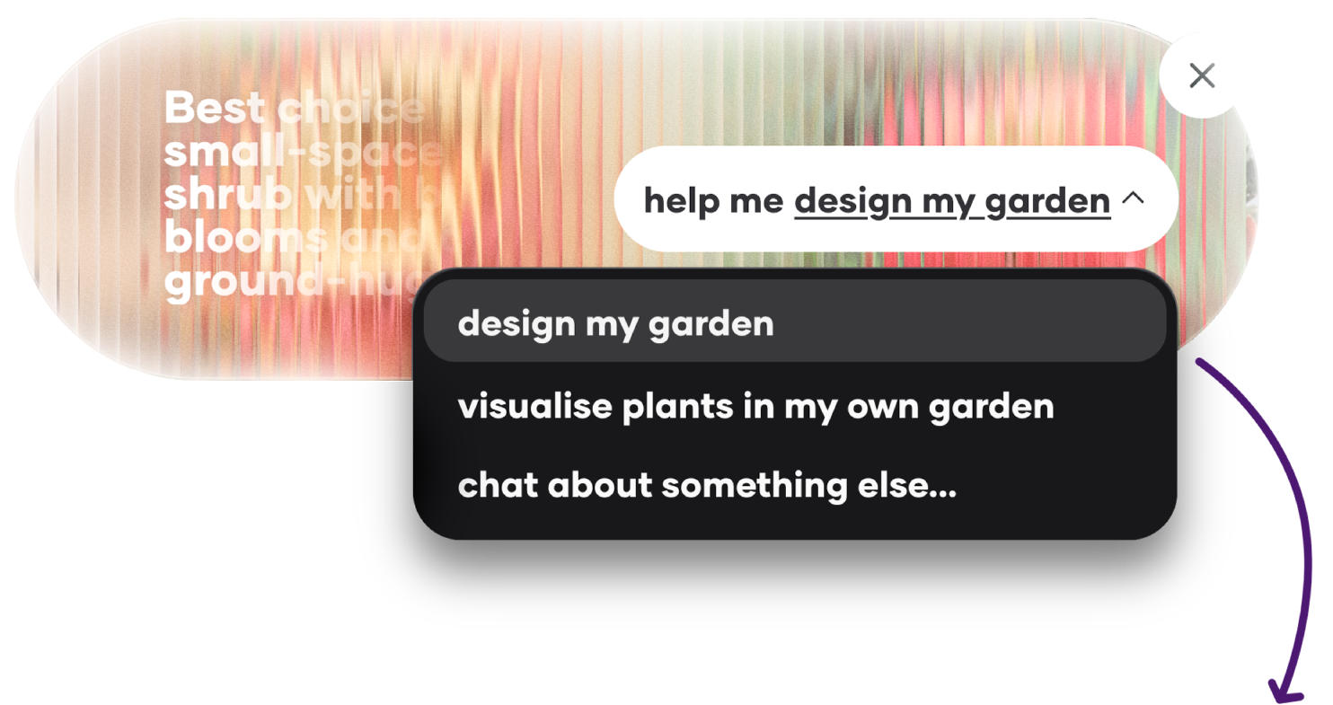 GlassHouse help menu with design my garden selected